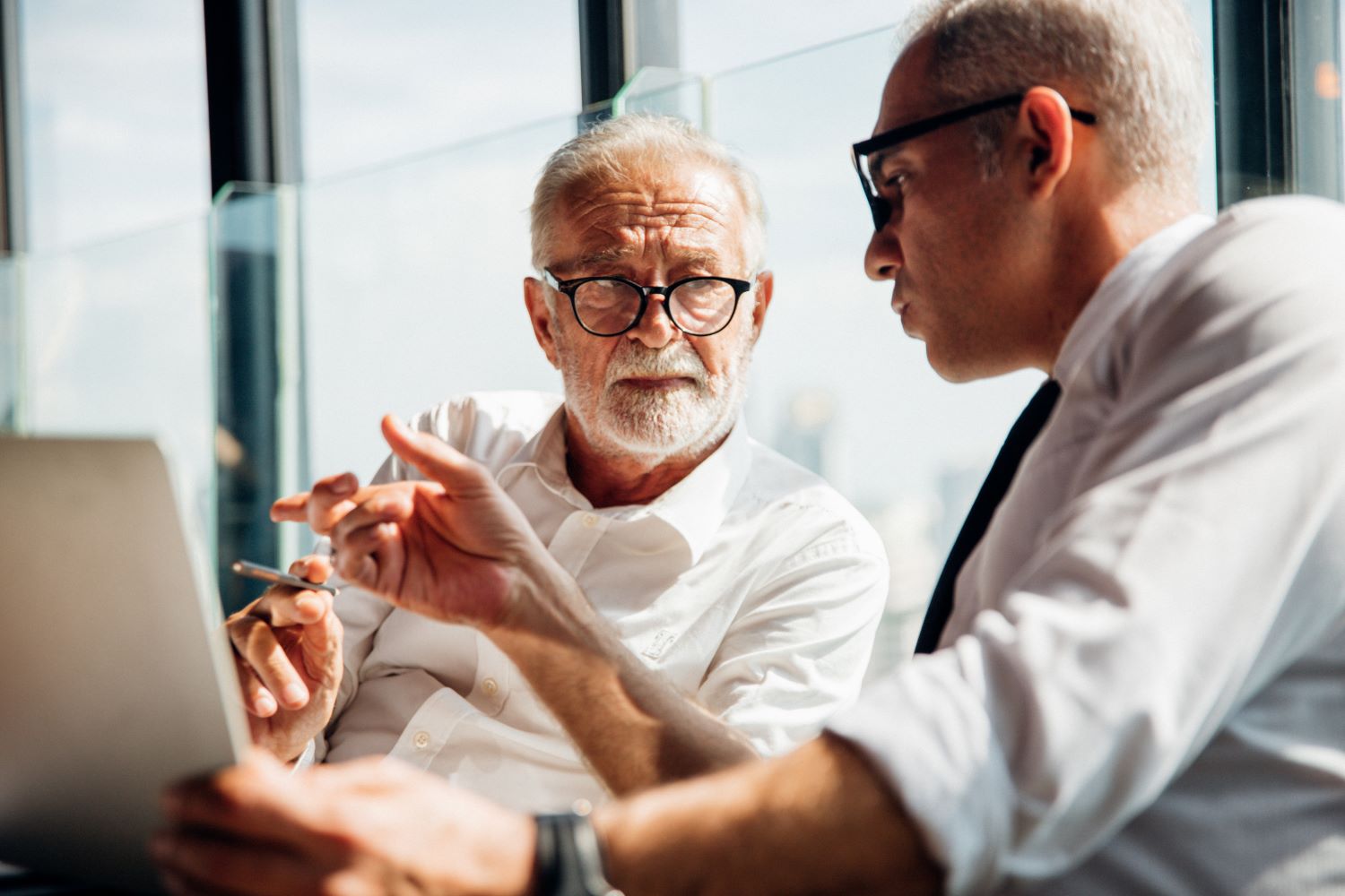 Two businessmen talking